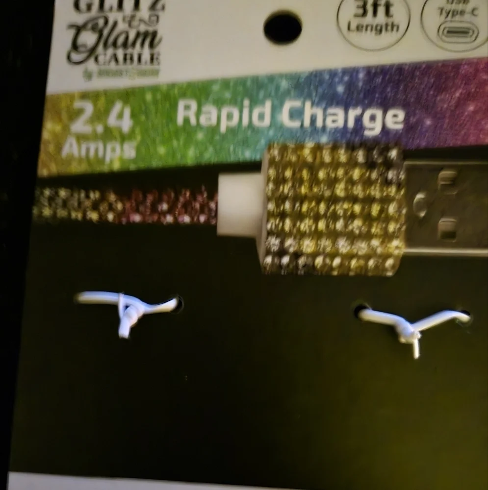 BLING RAPID CHARGE GLITZ & GLAM 3FT CHARGING CABLE USB TYPE C hp🔥🔥🔥